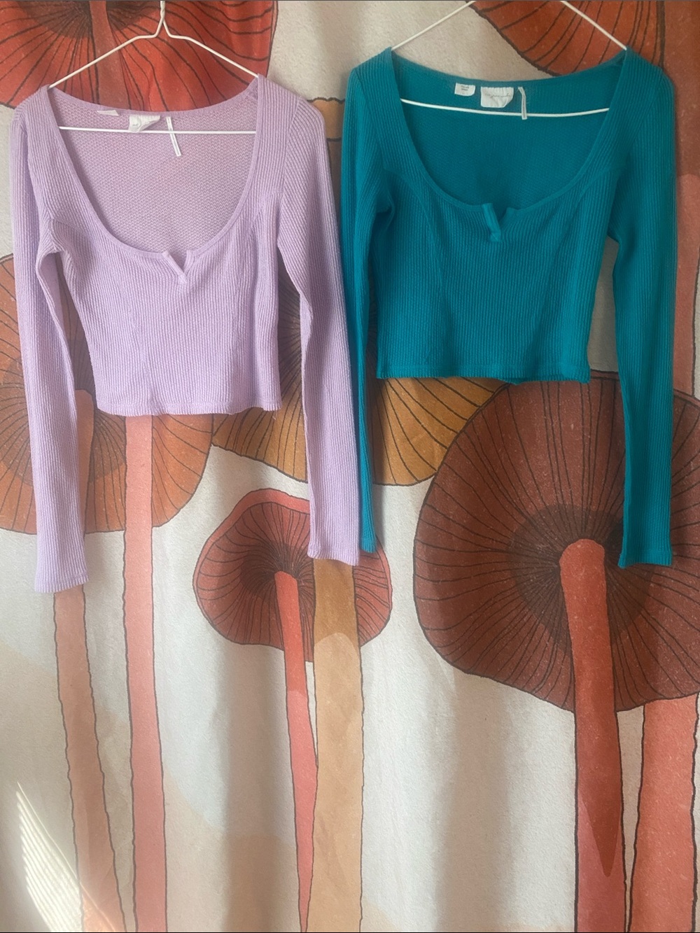 Out From Under set of 2 long sleeved Crop Tops
